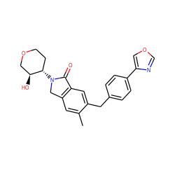 Cc1cc2c(cc1Cc1ccc(-c3cocn3)cc1)C(=O)N([C@H]1CCOC[C@@H]1O)C2 ZINC000685965978