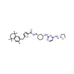 Cc1cc2c(cc1Cc1ccc(C(=O)NC[C@@H]3CCC[C@@H](Nc4nccc(NC[C@@H]5CCCO5)n4)C3)o1)C(C)(C)CCC2(C)C ZINC000027185976