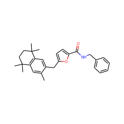 Cc1cc2c(cc1Cc1ccc(C(=O)NCc3ccccc3)o1)C(C)(C)CCC2(C)C ZINC000013860615