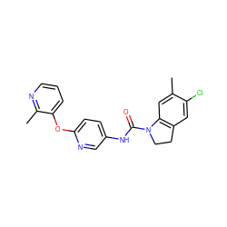 Cc1cc2c(cc1Cl)CCN2C(=O)Nc1ccc(Oc2cccnc2C)nc1 ZINC000029553553