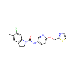 Cc1cc2c(cc1Cl)N(C(=O)Nc1ccc(OCc3nccs3)nc1)CC2 ZINC000029549242