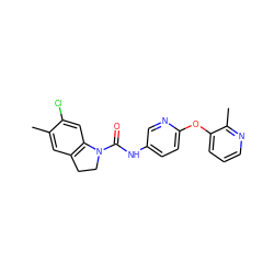 Cc1cc2c(cc1Cl)N(C(=O)Nc1ccc(Oc3cccnc3C)nc1)CC2 ZINC000000602170