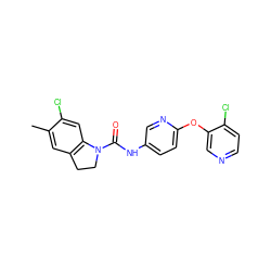 Cc1cc2c(cc1Cl)N(C(=O)Nc1ccc(Oc3cnccc3Cl)nc1)CC2 ZINC000029549560