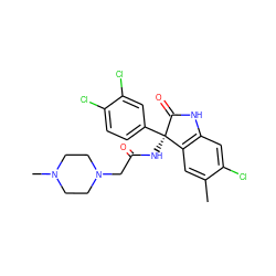 Cc1cc2c(cc1Cl)NC(=O)[C@]2(NC(=O)CN1CCN(C)CC1)c1ccc(Cl)c(Cl)c1 ZINC000095554037