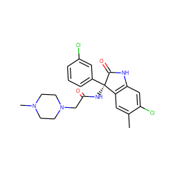 Cc1cc2c(cc1Cl)NC(=O)[C@]2(NC(=O)CN1CCN(C)CC1)c1cccc(Cl)c1 ZINC000095553699