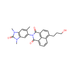 Cc1cc2c(cc1N1C(=O)c3cccc4c(CCCO)ccc(c34)C1=O)n(C)c(=O)n2C ZINC000585091606