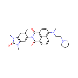 Cc1cc2c(cc1N1C(=O)c3cccc4c(N(C)CCN5CCCC5)ccc(c34)C1=O)n(C)c(=O)n2C ZINC001772643275