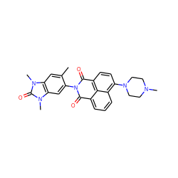 Cc1cc2c(cc1N1C(=O)c3cccc4c(N5CCN(C)CC5)ccc(c34)C1=O)n(C)c(=O)n2C ZINC001772650899