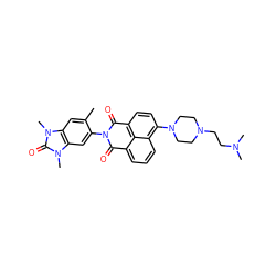 Cc1cc2c(cc1N1C(=O)c3cccc4c(N5CCN(CCN(C)C)CC5)ccc(c34)C1=O)n(C)c(=O)n2C ZINC001772603812