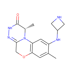 Cc1cc2c(cc1NC1CNC1)N1C(=NNC(=O)[C@@H]1C)CO2 ZINC000145720995