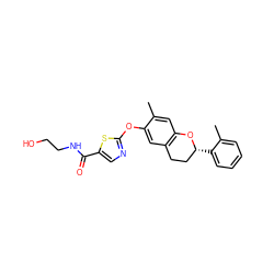 Cc1cc2c(cc1Oc1ncc(C(=O)NCCO)s1)CC[C@@H](c1ccccc1C)O2 ZINC000169710746