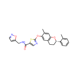 Cc1cc2c(cc1Oc1ncc(C(=O)NCc3ccno3)s1)CC[C@@H](c1ccccc1C)O2 ZINC000169710748