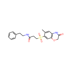 Cc1cc2c(cc1S(=O)(=O)CCC(=O)NCCc1ccccc1)OCC(=O)N2 ZINC000006893240