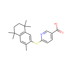 Cc1cc2c(cc1Sc1ccc(C(=O)O)cn1)C(C)(C)CCC2(C)C ZINC000013758065