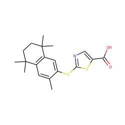 Cc1cc2c(cc1Sc1ncc(C(=O)O)s1)C(C)(C)CCC2(C)C ZINC000001486710