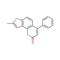 Cc1cc2c(ccc3c(-c4ccccc4)cc(=O)oc32)o1 ZINC000474609680