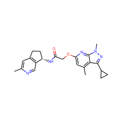 Cc1cc2c(cn1)[C@@H](NC(=O)COc1cc(C)c3c(C4CC4)nn(C)c3n1)CC2 ZINC000117512562