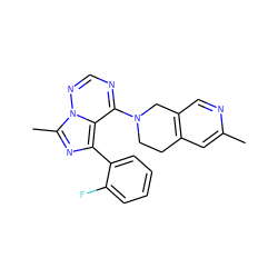 Cc1cc2c(cn1)CN(c1ncnn3c(C)nc(-c4ccccc4F)c13)CC2 ZINC000169711793