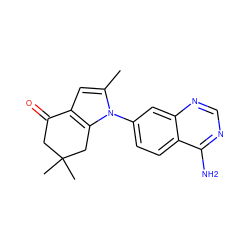 Cc1cc2c(n1-c1ccc3c(N)ncnc3c1)CC(C)(C)CC2=O ZINC000084615635