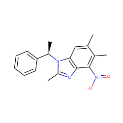 Cc1cc2c(nc(C)n2[C@H](C)c2ccccc2)c([N+](=O)[O-])c1C ZINC000653697145