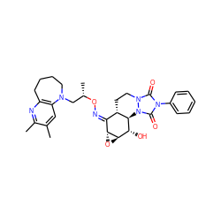 Cc1cc2c(nc1C)CCCCN2C[C@H](C)O/N=C1\[C@@H]2CCn3c(=O)n(-c4ccccc4)c(=O)n3[C@H]2[C@H](O)[C@H]2O[C@H]12 ZINC000102761941