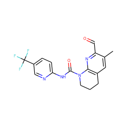 Cc1cc2c(nc1C=O)N(C(=O)Nc1ccc(C(F)(F)F)cn1)CCC2 ZINC001772588371