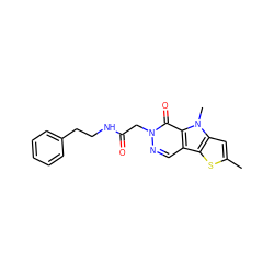 Cc1cc2c(s1)c1cnn(CC(=O)NCCc3ccccc3)c(=O)c1n2C ZINC000001350597