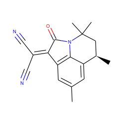 Cc1cc2c3c(c1)[C@H](C)CC(C)(C)N3C(=O)C2=C(C#N)C#N ZINC000000533655