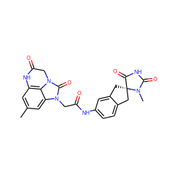 Cc1cc2c3c(c1)n(CC(=O)Nc1ccc4c(c1)C[C@]1(C4)C(=O)NC(=O)N1C)c(=O)n3CC(=O)N2 ZINC000040395245