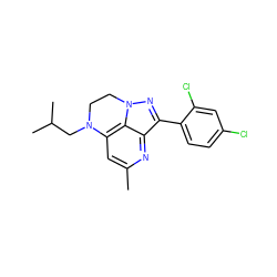 Cc1cc2c3c(n1)c(-c1ccc(Cl)cc1Cl)nn3CCN2CC(C)C ZINC000013672718