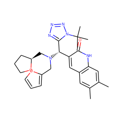 Cc1cc2cc([C@@H](c3nnnn3C(C)(C)C)N(Cc3ccco3)C[C@@H]3CCCO3)c(=O)[nH]c2cc1C ZINC000008672639