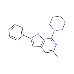 Cc1cc2cc(-c3ccccc3)[nH]c2c(N2CCCCC2)n1 ZINC000013835027