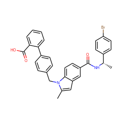 Cc1cc2cc(C(=O)N[C@@H](C)c3ccc(Br)cc3)ccc2n1Cc1ccc(-c2ccccc2C(=O)O)cc1 ZINC000198365326