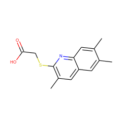 Cc1cc2cc(C)c(SCC(=O)O)nc2cc1C ZINC000006271531