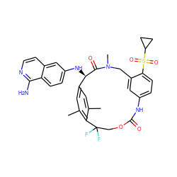 Cc1cc2cc(C)c1C(F)(F)COC(=O)Nc1ccc(S(=O)(=O)C3CC3)c(c1)CN(C)C(=O)[C@@H]2Nc1ccc2c(N)nccc2c1 ZINC000207261268