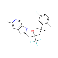 Cc1cc2cc(C[C@@](O)(CC(C)(C)c3cc(F)ccc3C)C(F)(F)F)[nH]c2cn1 ZINC000169007783