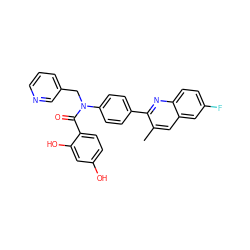 Cc1cc2cc(F)ccc2nc1-c1ccc(N(Cc2cccnc2)C(=O)c2ccc(O)cc2O)cc1 ZINC000653676836