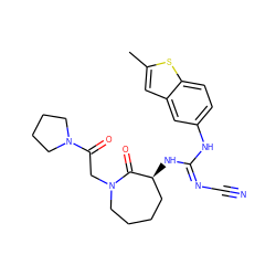 Cc1cc2cc(N/C(=N\C#N)N[C@H]3CCCCN(CC(=O)N4CCCC4)C3=O)ccc2s1 ZINC000043122417