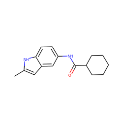 Cc1cc2cc(NC(=O)C3CCCCC3)ccc2[nH]1 ZINC000043771600