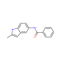 Cc1cc2cc(NC(=O)c3ccccc3)ccc2[nH]1 ZINC000040166167