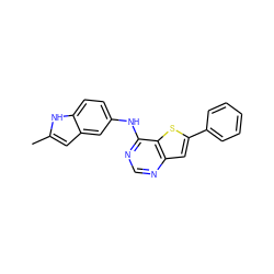 Cc1cc2cc(Nc3ncnc4cc(-c5ccccc5)sc34)ccc2[nH]1 ZINC000013588165