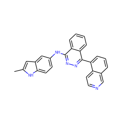 Cc1cc2cc(Nc3nnc(-c4cccc5cnccc45)c4ccccc34)ccc2[nH]1 ZINC000028572000