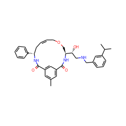 Cc1cc2cc(c1)C(=O)N[C@H]([C@H](O)CNCc1cccc(C(C)C)c1)COC/C=C/C[C@@H](c1ccccc1)NC2=O ZINC000084757844