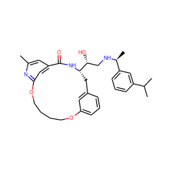 Cc1cc2cc(n1)OCCCCOc1cccc(c1)C[C@@H]([C@H](O)CN[C@@H](C)c1cccc(C(C)C)c1)NC2=O ZINC000049756862