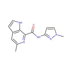 Cc1cc2cc[nH]c2c(C(=O)Nc2ccn(C)n2)n1 ZINC000095576091