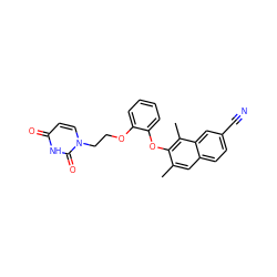 Cc1cc2ccc(C#N)cc2c(C)c1Oc1ccccc1OCCn1ccc(=O)[nH]c1=O ZINC001772633455