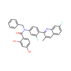 Cc1cc2ccc(F)cc2nc1-c1ccc(N(Cc2ccccc2)C(=O)c2ccc(O)cc2O)cc1F ZINC000653773172