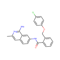 Cc1cc2ccc(NC(=O)c3ccccc3COc3ccc(Cl)cc3)cc2c(N)n1 ZINC000013835533