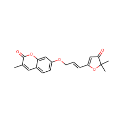 Cc1cc2ccc(OC/C=C/C3=CC(=O)C(C)(C)O3)cc2oc1=O ZINC000013819828