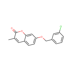 Cc1cc2ccc(OCc3cccc(Cl)c3)cc2oc1=O ZINC000036471462